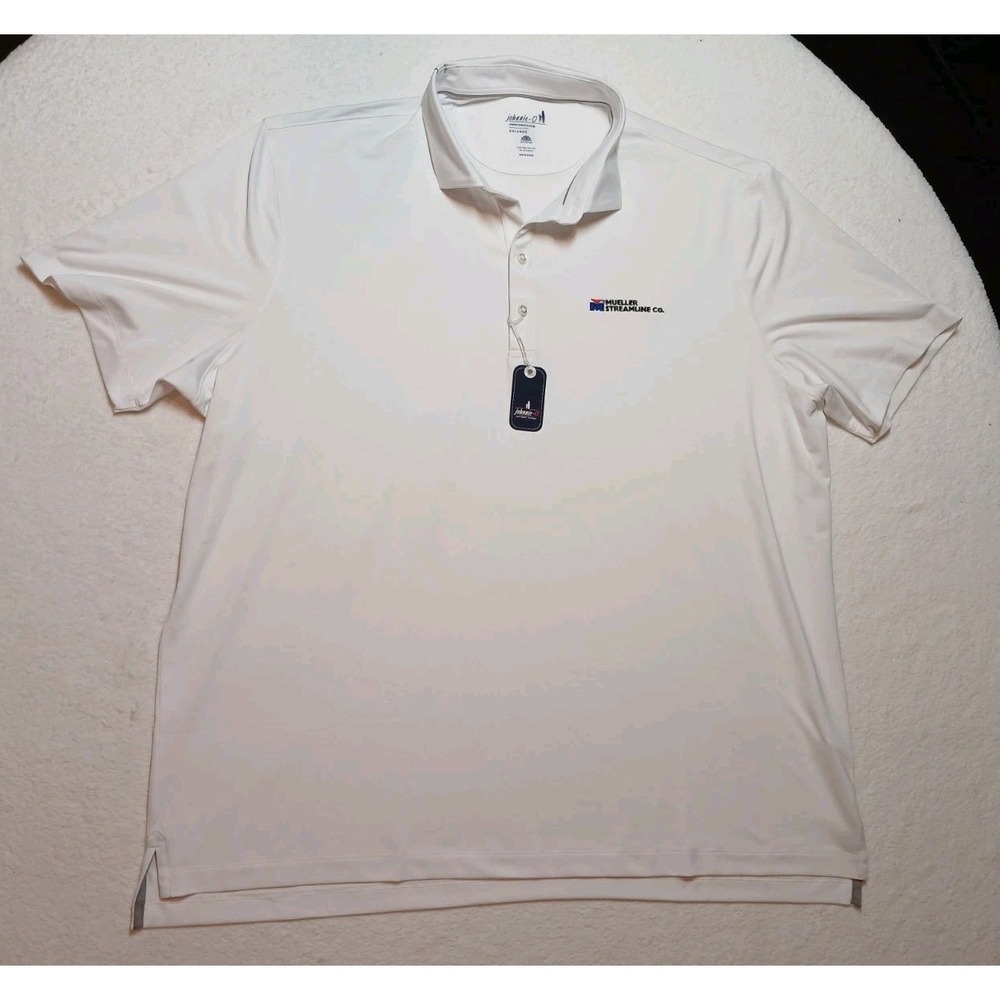 NWT* Johnnie-O Birdie Prep-Formance Golf Polo Shirt White Mens XXL Mueller Logo